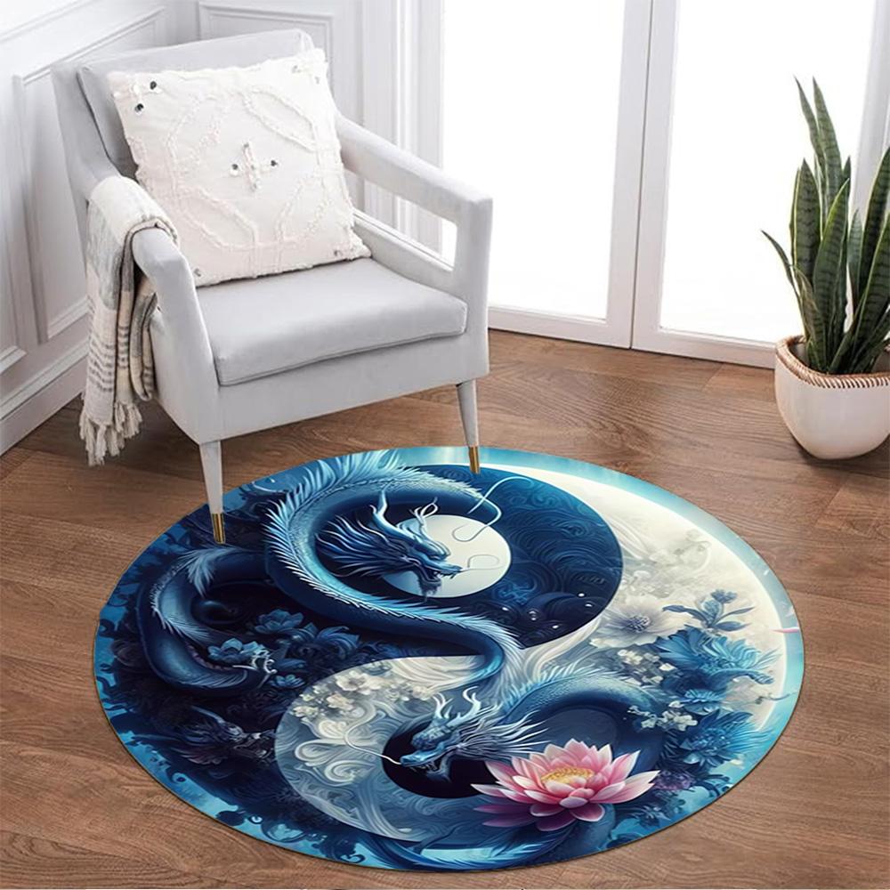 1pc home carpet yin yang floral design non-slip rug for office decor and living room gift ideas