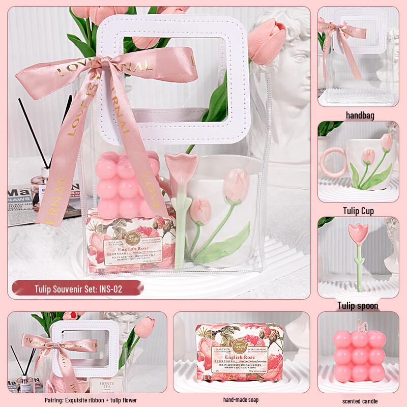 Tulip Ceramic Cup & Spoon Gift Set INS-02