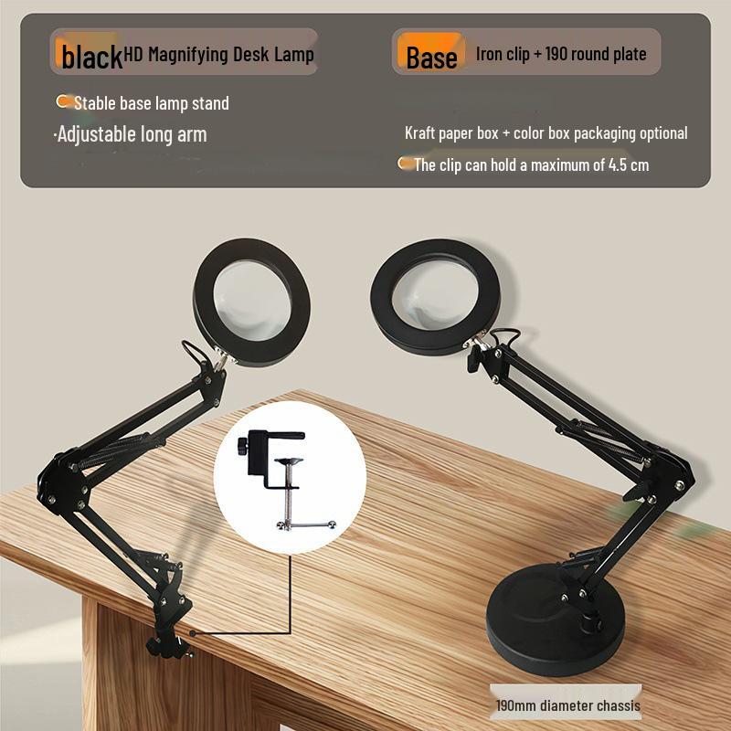 LED Long Arm Desk Lamp with Magnifying Glass – Cross-Border Eye Protection for Reading, Learning, Welding, and Repairs