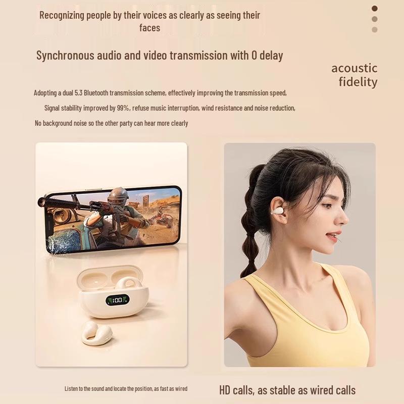 2025 New Wireless Air Conduction Ear Clip Headphones for Sports Running - Unisex In-Ear High-End Bluetooth