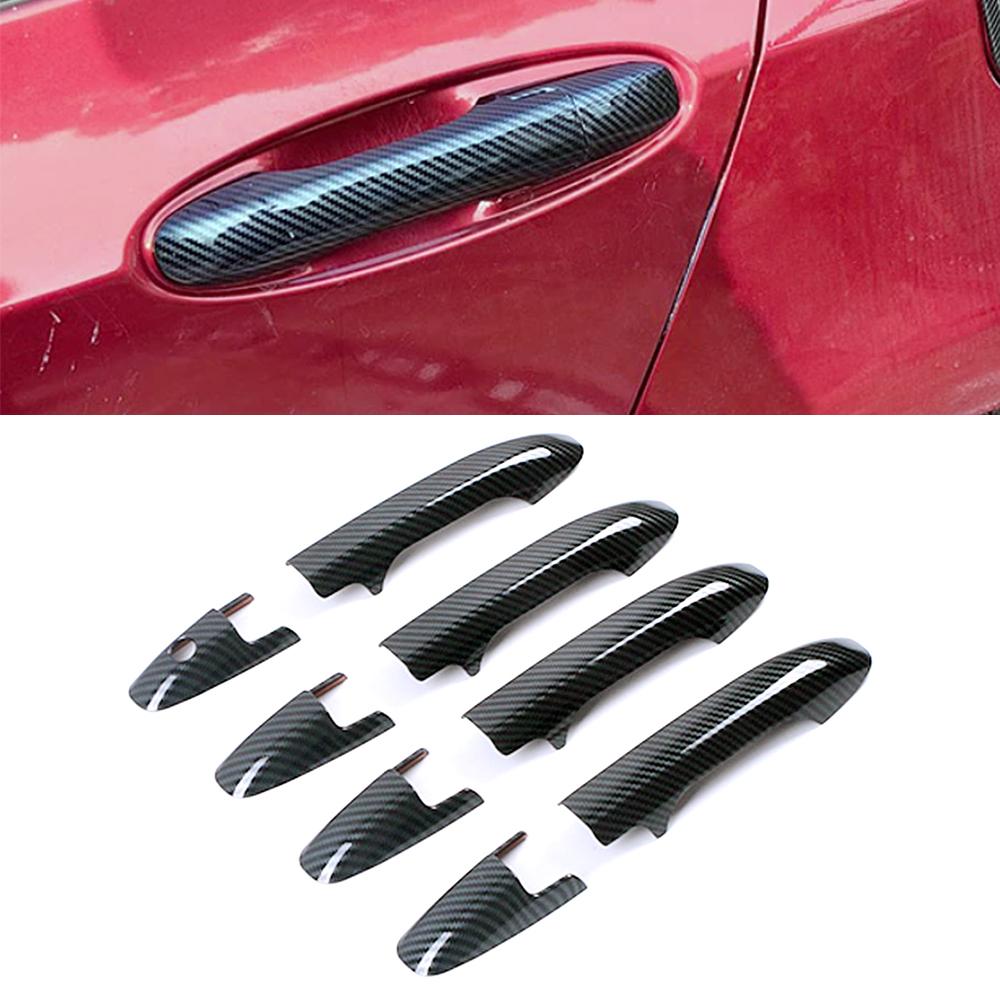 For Honda City 2007-2013 GM2 GM3 Accessories Exterior Door Handle Cover Door Bowl Covers Trim Chrome Carbon Fiber Color Decor