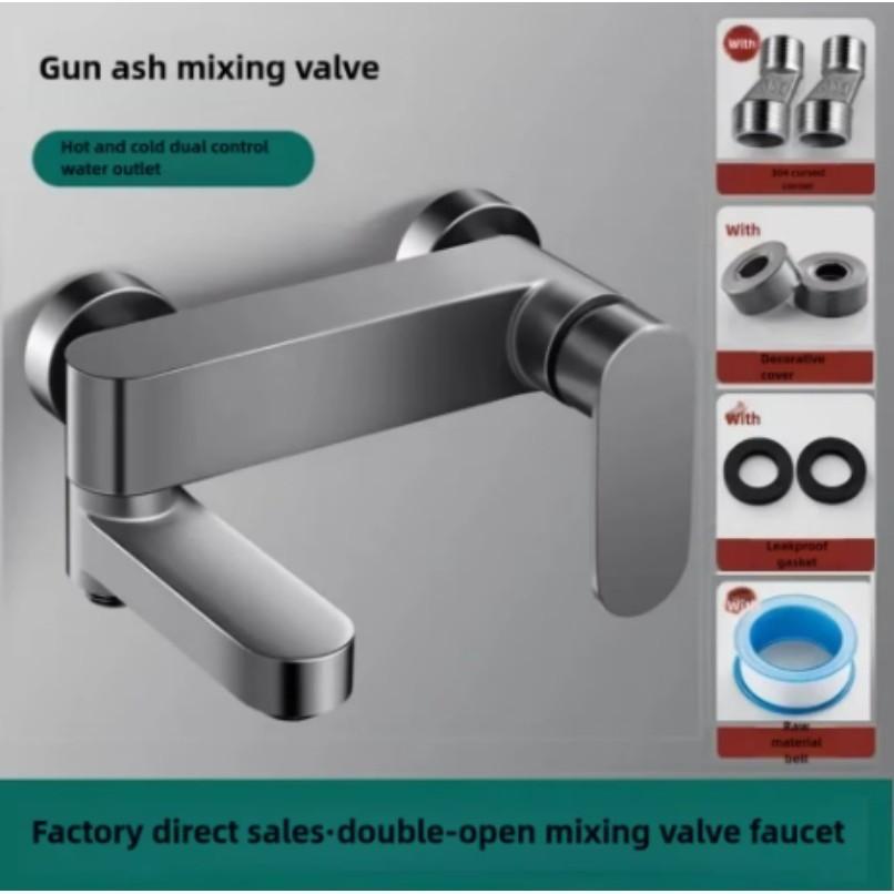Faucet Brass Bathtub Mixer 304 Stainless Steel Mixer Tap Hot And Cold Bathroom Mixing Valve Wall Mounted Bath Shower Set