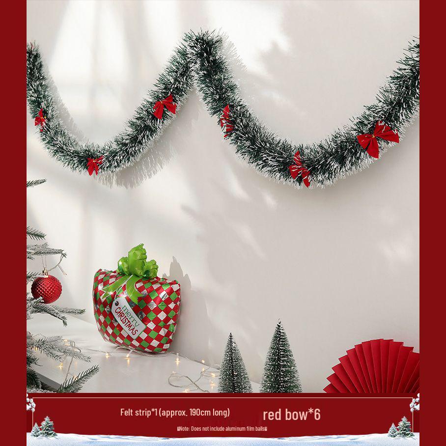 Christmas Decoration Garland: Ribbon, Leaves, Snowflakes, Tinsel, for Windows and Trees.