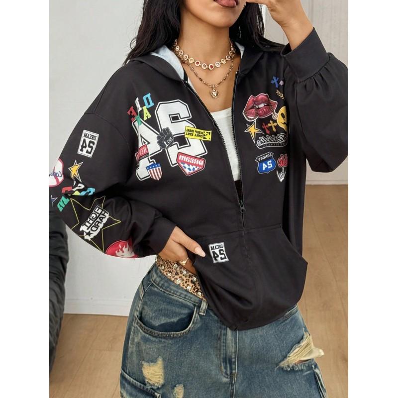 Womens Oversized Hoodie With 3D Animal Print Digital Loose Fit Long Sleeve Sweatshirt Winter Streetwear