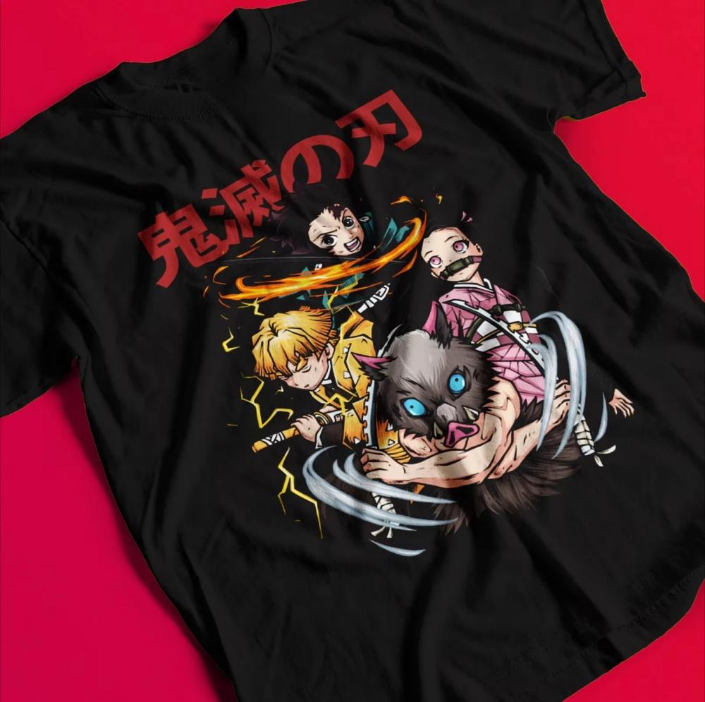 Hot Sale Summer Demon Slayer Men's Women's T Shirt Inosuke Hashibira Japan Anime Summer Boy Children's Short Sleeves Parent-Child Wear
