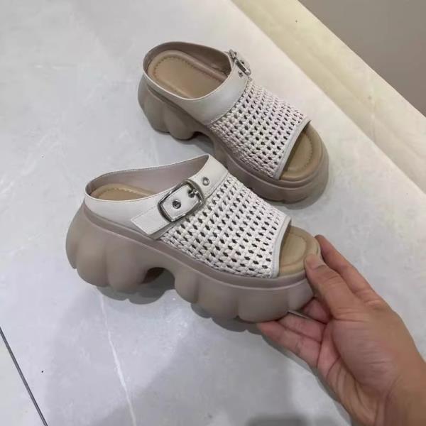 Fashion Women's Genuine Leather Shoes House Slippers Platform Slides Female Mule Pantofle Summer Mules 2025 Mules For Women 2025 Female