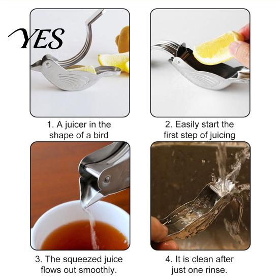 Compact Lime Press for Kitchen Stainless Steel Bird Shape Lemon Juicer, Portable Manual Fruit with Pour Spout Easy to Clean Citrus Tool Orange