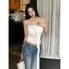 # Sisjuly# Bai Lei Yayun Korean Series Fashionable Design Tulle Stacking Tassel Tube Top Women Gyaru Slightly Transparent