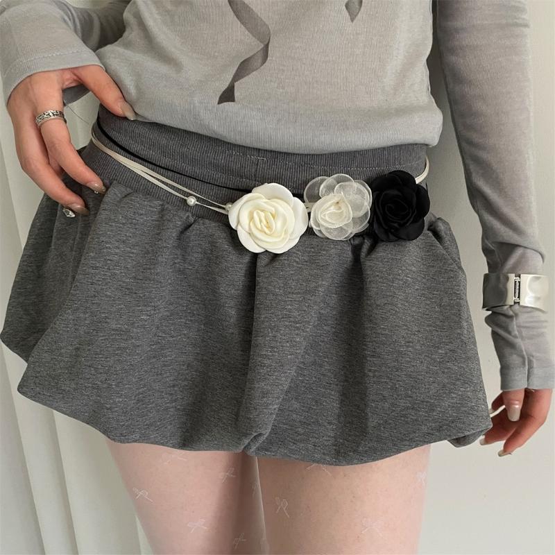 Elegant Rose Waist Chain Choker Necklace Imitation Pearls Floral Collar Chain Jewelry for Women Adjustable Length