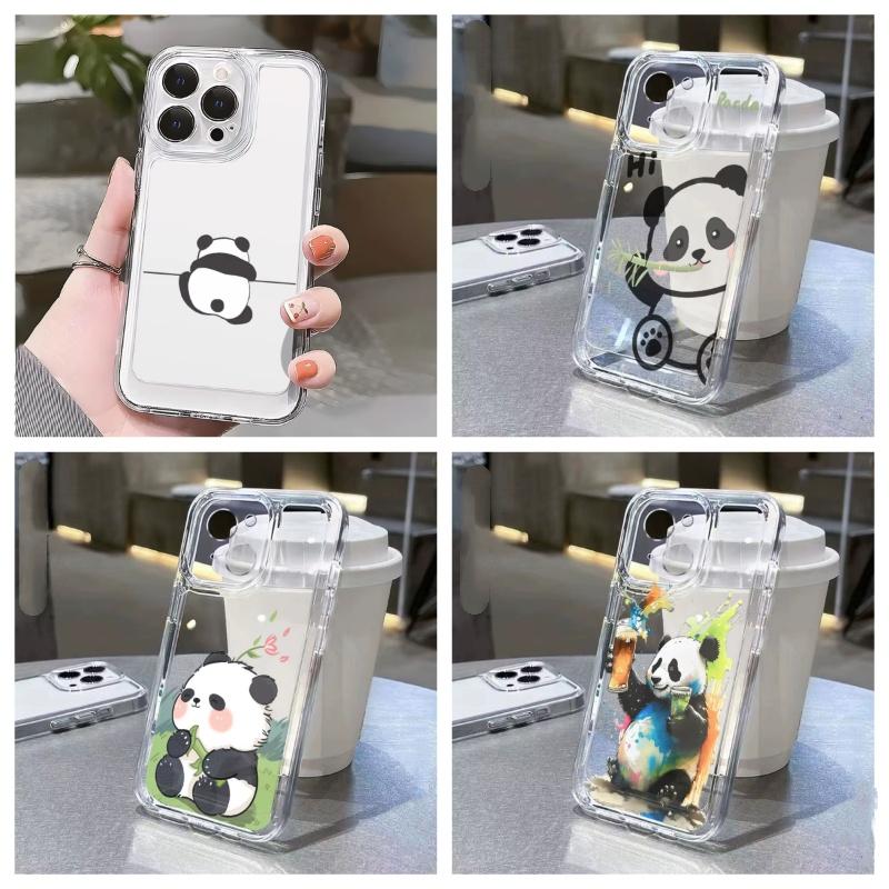 Climbing wall panda Phone case iPhone17 16pro 15 Pro Max 11 12 13 16 14 Plus Silicone Shockproof transparent phone case
