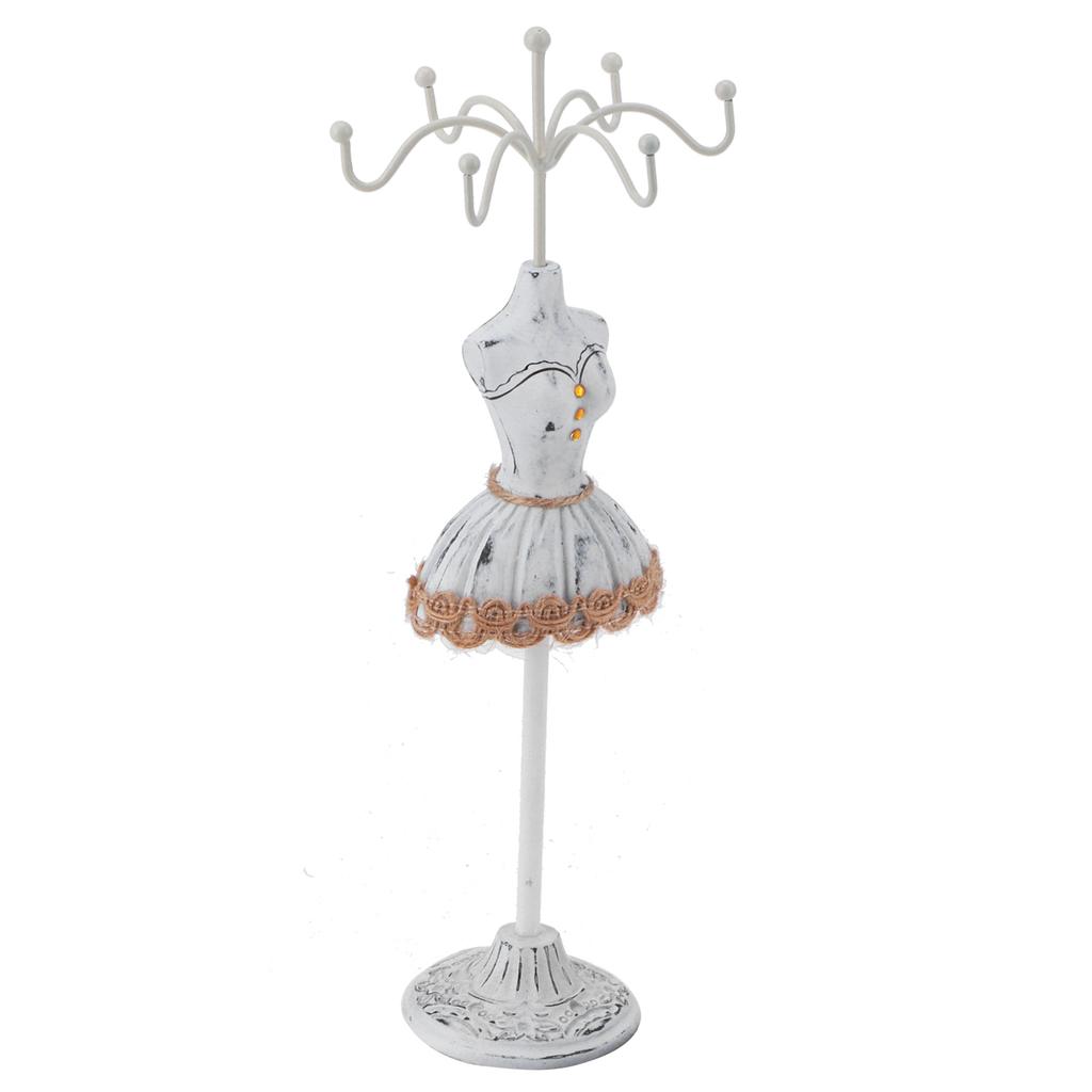 Jewelry Holder Display Necklace Earrings Storage Polyresin Doll Stand with Detachable BracketGrey 2