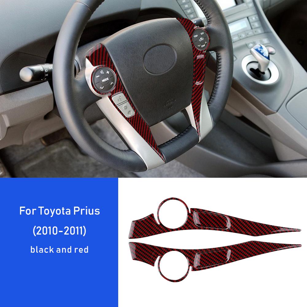 Real Soft Carbon Fiber for Toyota Prius 2010 2011 LHD RHD Car Steering Wheel Button Frame Sticker Accessories Interior Trim