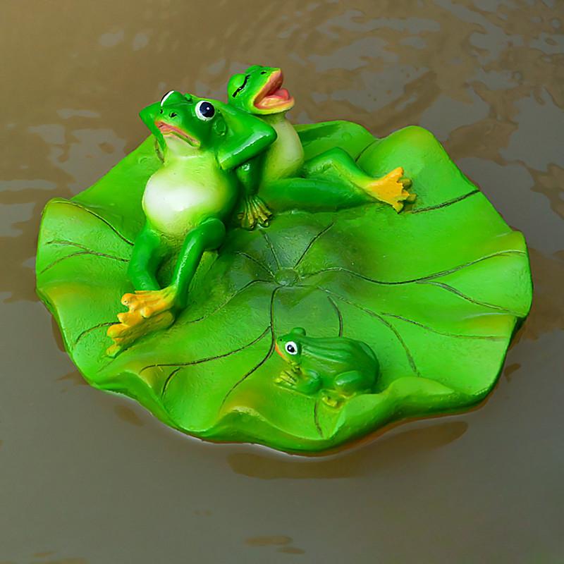 Resin Floating Frog Turtle Fish Pond Flowing Water Fountain Water Surface Lotus Flower Decoration Resin Crafts Floating Crafts