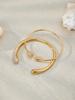 18K Goldbeschichteter Edelstahl Zirkon Geometrisches Offenes Armreif-Set
