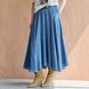 Denim Like Flare Banding Long Skirt