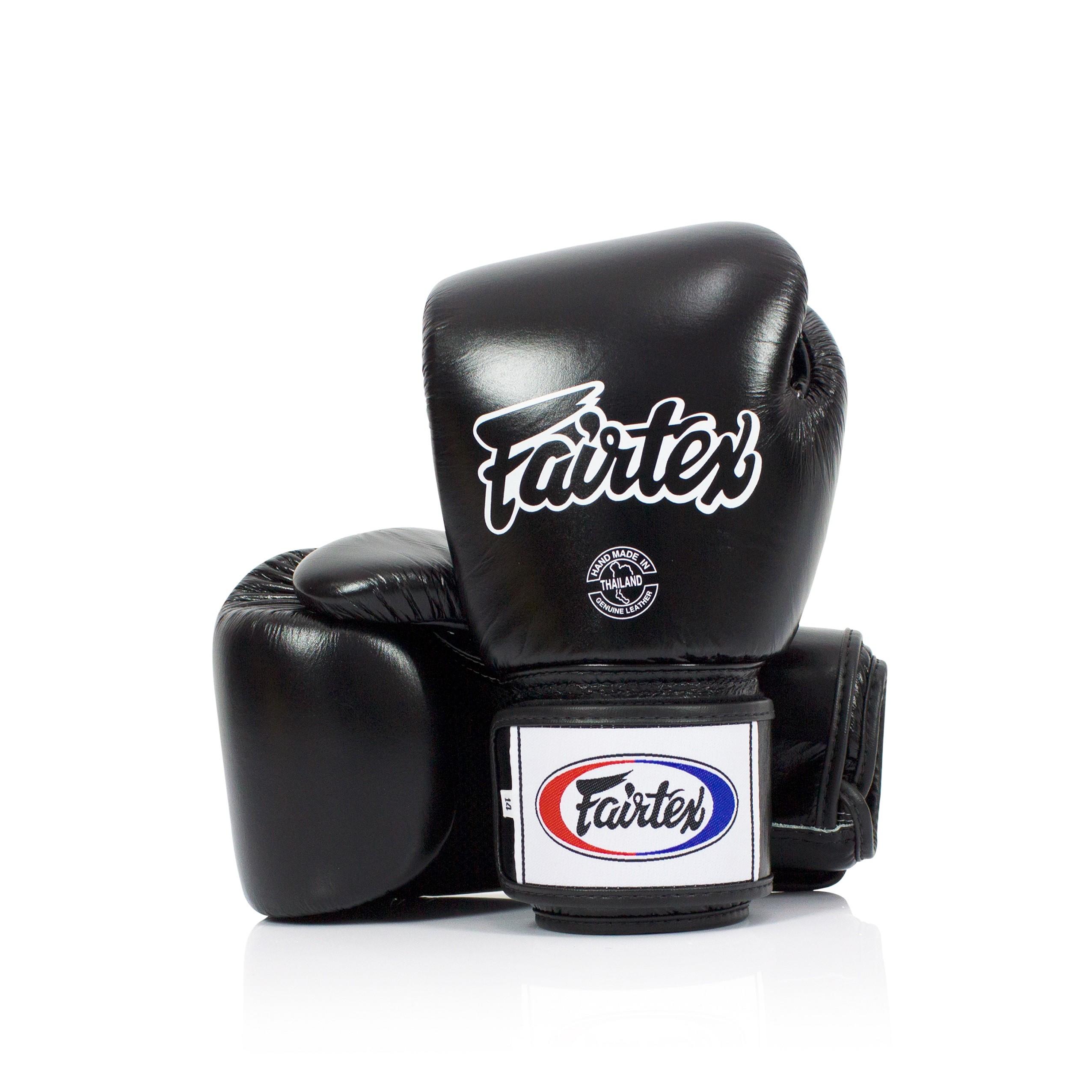 Fairtex Echte Leder Boxhandschuhe BGV1 Atmungsaktiv Schwarz 10oz