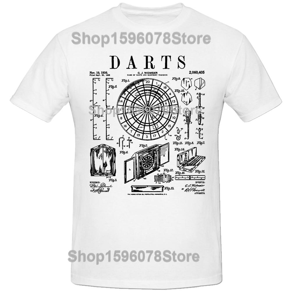 

Darts Player Dartboard Throwing Sport Vintage Patent Print Tee Tops Round Neck Fashion Tshirt Clothing Casual Basic Tshirts S
