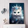 5d DIY Diamond Painting Cross Stitch Crown White Cat Animal Diamond Embroidery Animal Mosaic Full Round Drill Home Decor