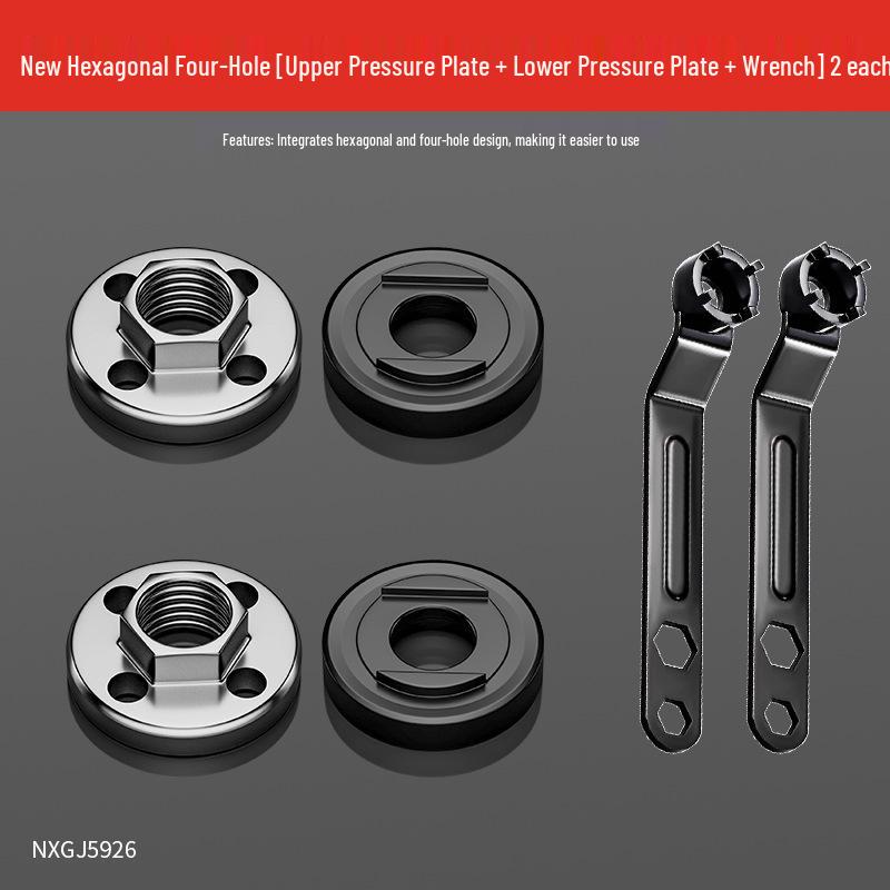 100-Piece Angle Grinder Set: Stainless Steel Hex 4-Hole Plates, Polisher Upper & Lower Nuts, Screws