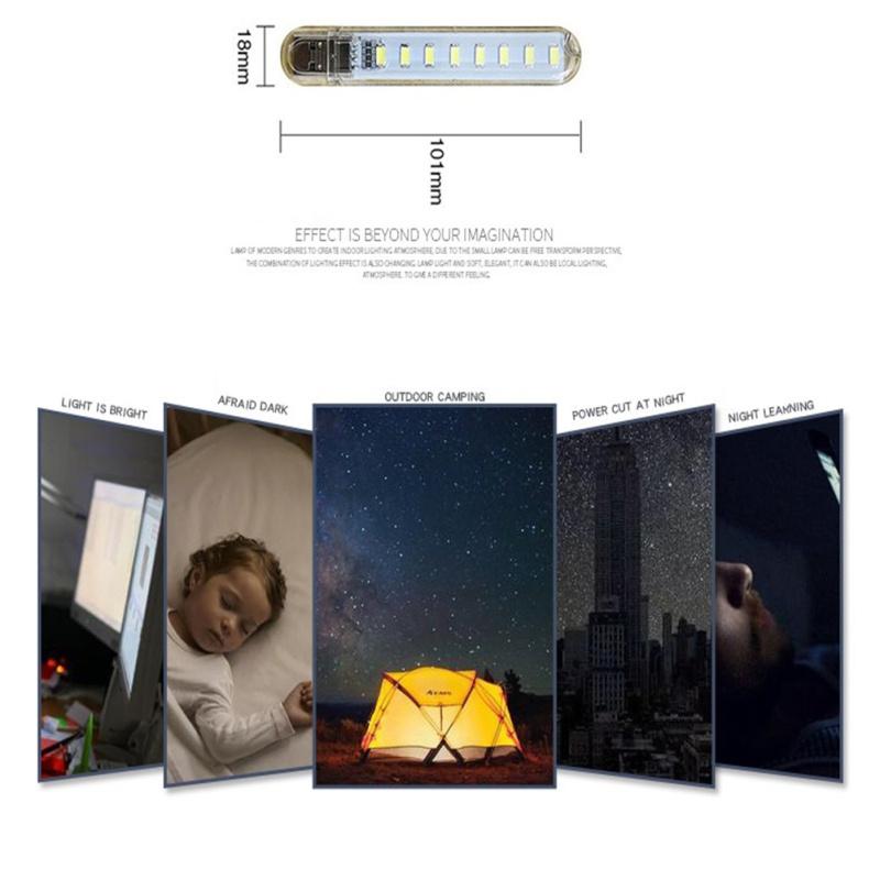 USB Taschen Mini Nachtlicht 8 LED Birne Tragbares Augenschutz Lichtbrett Beleuchtungs-Gadget