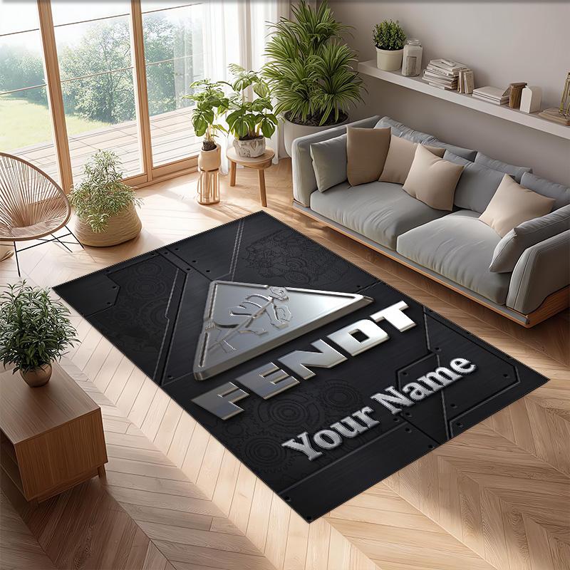 Fendt Crystal Velvet Rug, Custom Name Text Personalized Non‑Slip Floor Mat for Home Decor Gift