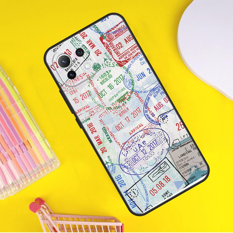 

Retro Post Card Passport Stamps Cover For Xiaomi 14 13 Ultra 11T 12T 13T 14T Pro POCO X7 Pro X3 X5 F3 F5 F6 M6 X6 Pro Case Xiaomi 14 Pro