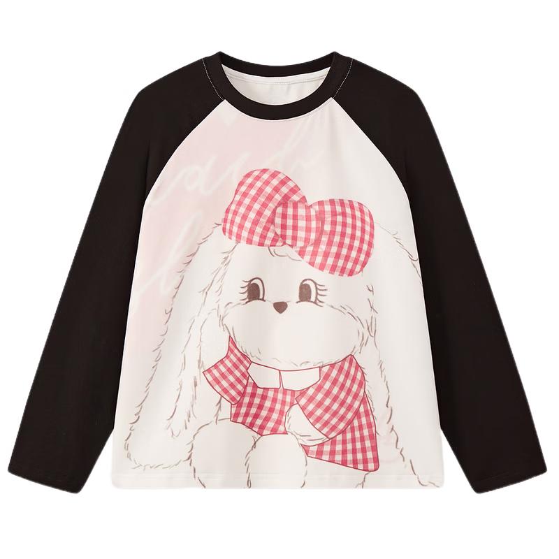 MQD Girls Cartoon Color-Block Long Sleeve T-Shirt 120 чёрный