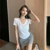 Modal V-neck Short-sleeved Women's T-shirt New Summer T-shirt Korean Style Loose Slimming Irregular Top