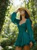 European & American Spring/Summer V-neck Vacation Dress - Sexy Hollow Long Sleeve, Lace-up Backless Skirt for Women