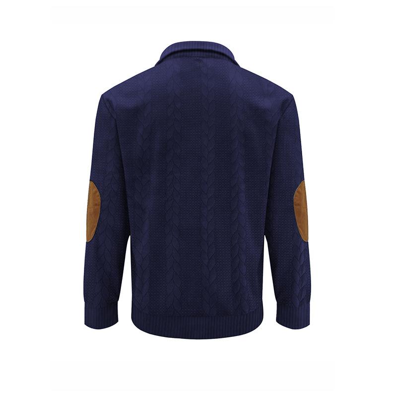 New Heavy duty Jacquard Buckle Henley Autumn/Winter Long Sleeve Patchwork Embroidered Casual Sweatshirt