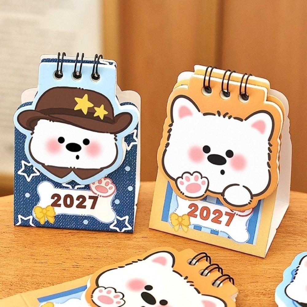 Mini Coil Calendar Sheep/Dog Planner Calendar Cartoon Memo Calendar Home Office