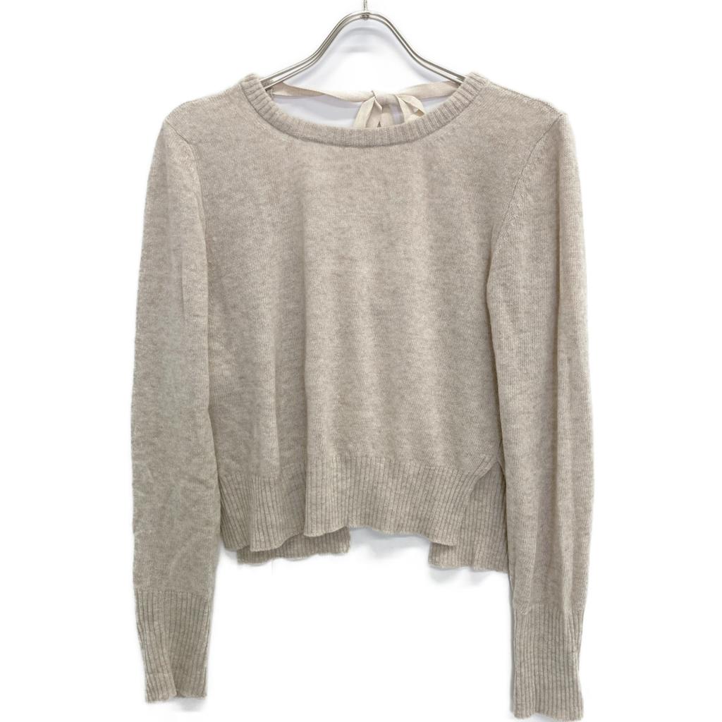 MIUMIU 21 Year Old MML495 1ZJF Beige Virgin Wool X Cashmere Back Open Ribbon Knit Pullover Tops 40 beigeUsed