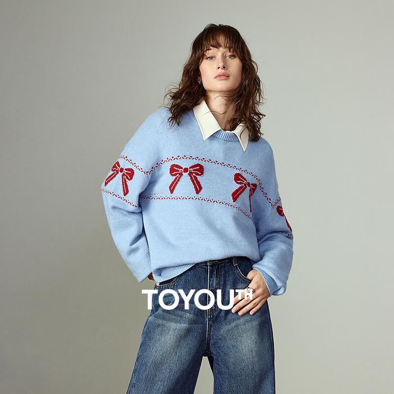 

Chuyu Женский жаккардовый свободный теплый свитер с бантом M