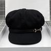 Hat Women'S Spring And Summer Casual Versatile Canvas Black Vintage Octagonal Hat British Casual Cap Tide