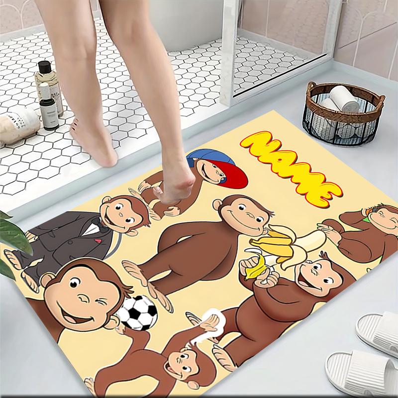 Custom Name Curious Monkey Adventures Carpet Rug Customizable Soft Washable Anti-Slip Home Living Room Sofa Mats Personalized Rug. 0909419