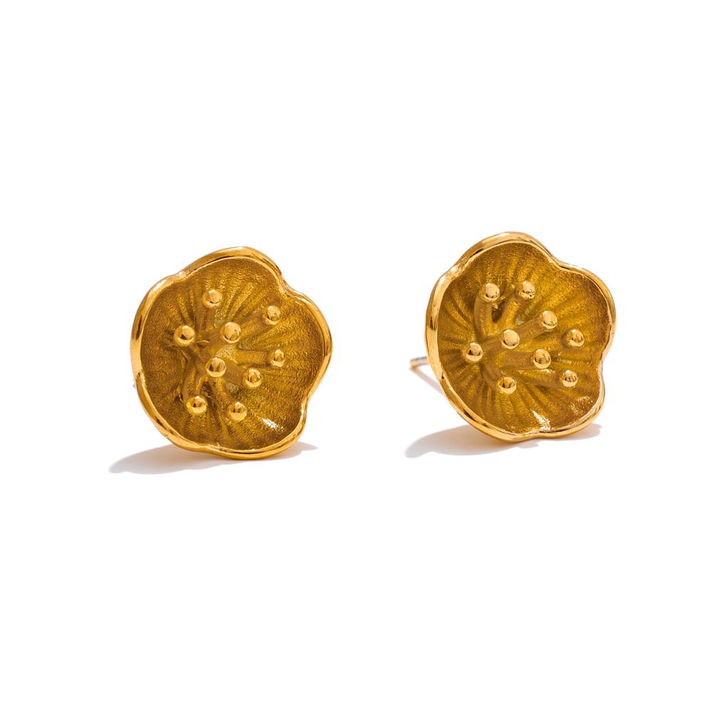 Eetit Trending Stainless Steel Metal Small Flower Daily Stud Earrings 18K PVD Plated Golden Charm Jewelry Wholesale