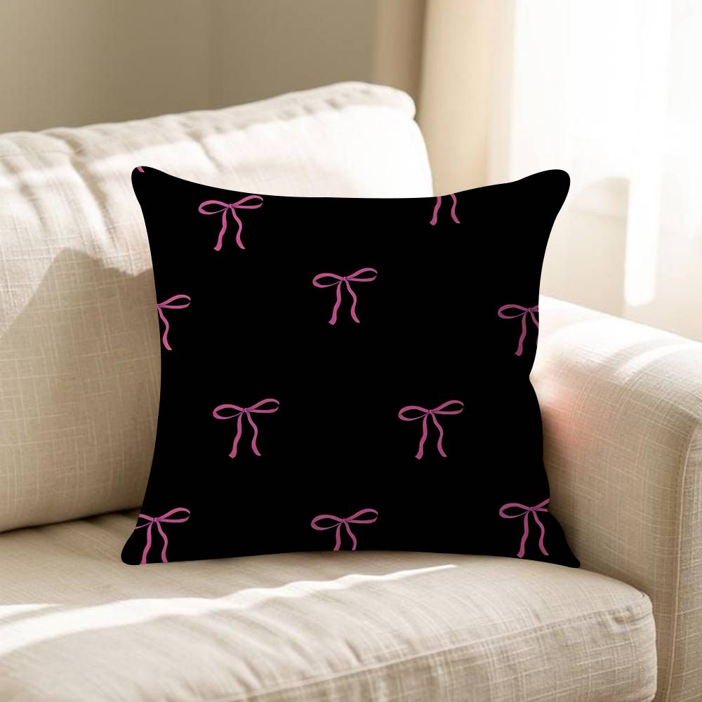 Cute Pink Black Full Screen Bow Dot Cushion Cover Decorative Pillow Sofa Home Decor Case Pillow Cases