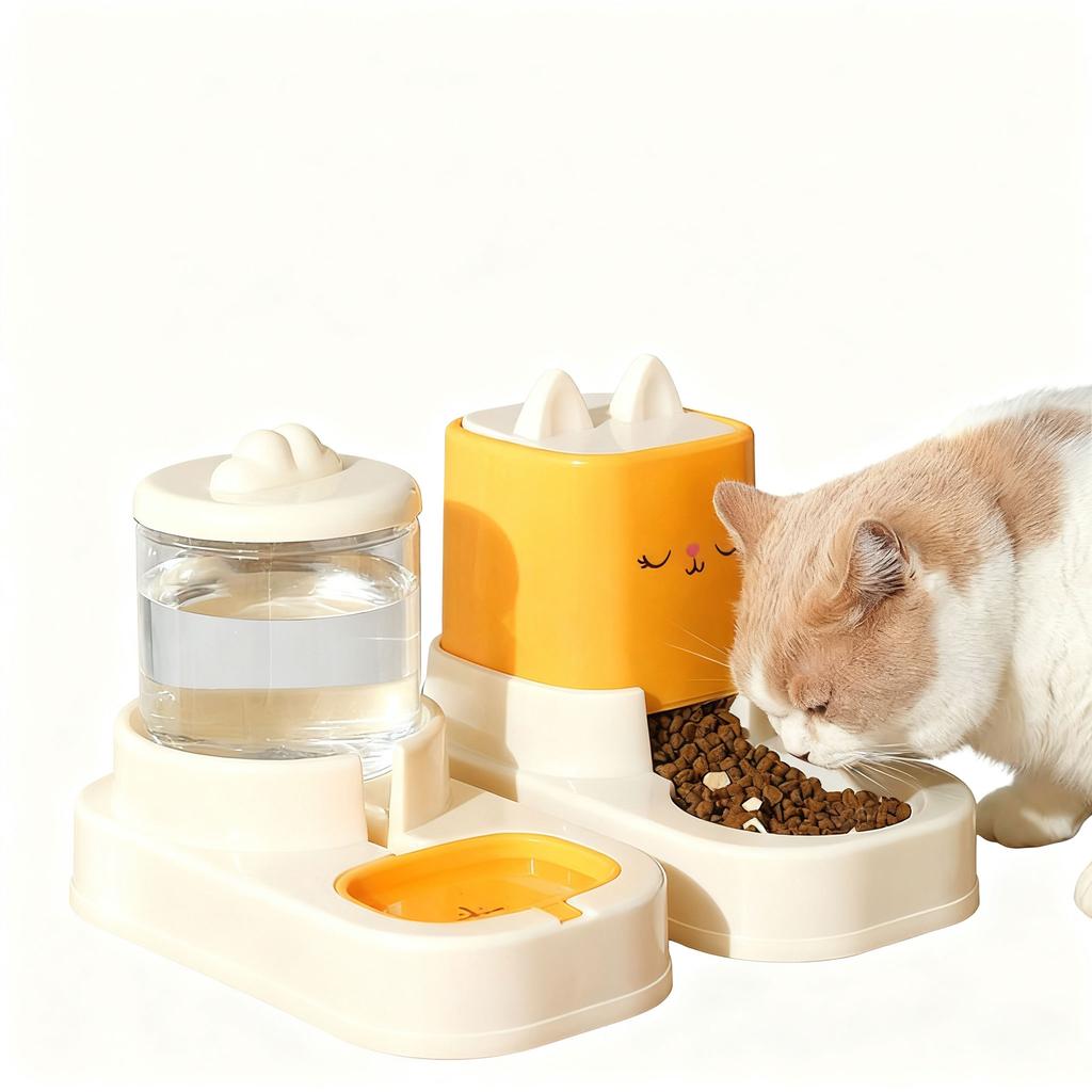 2-in-1 Pet Water Fountain & Feeder-Automatic Circulating Waterproof Plastic Bowl for Cats and Dogs