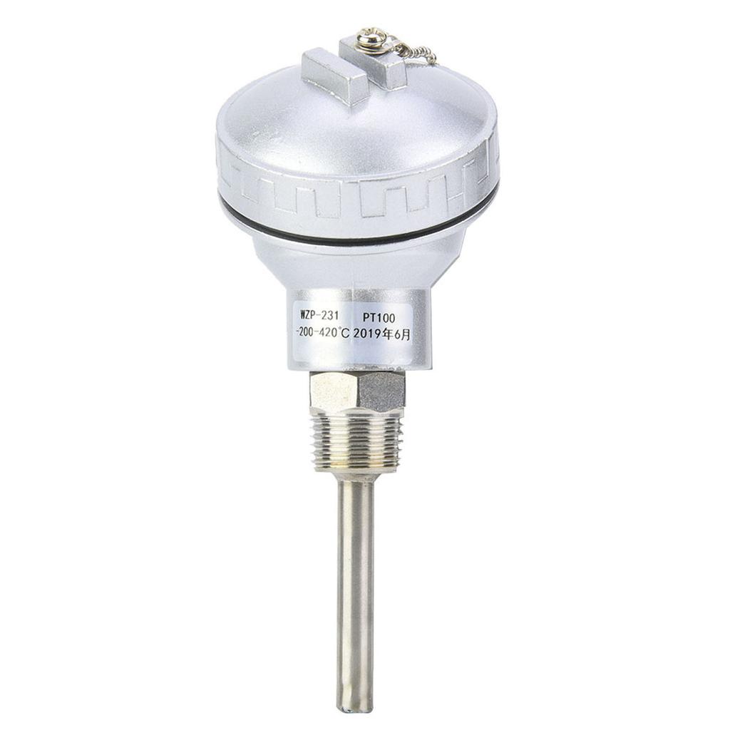PT100 50/100/200mm Temperature Sensor Probe 1/2' NPT Thread Thermocouple Stainless Steel Terminal Head Measuring Access