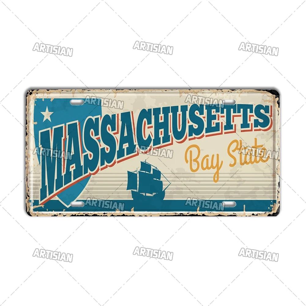 Artisian USA Car Plate Landmark Tin Sign US City State Metal Plaque Wall Decor Garage Bar Pub Club Hotel Cafe Kitchen Home