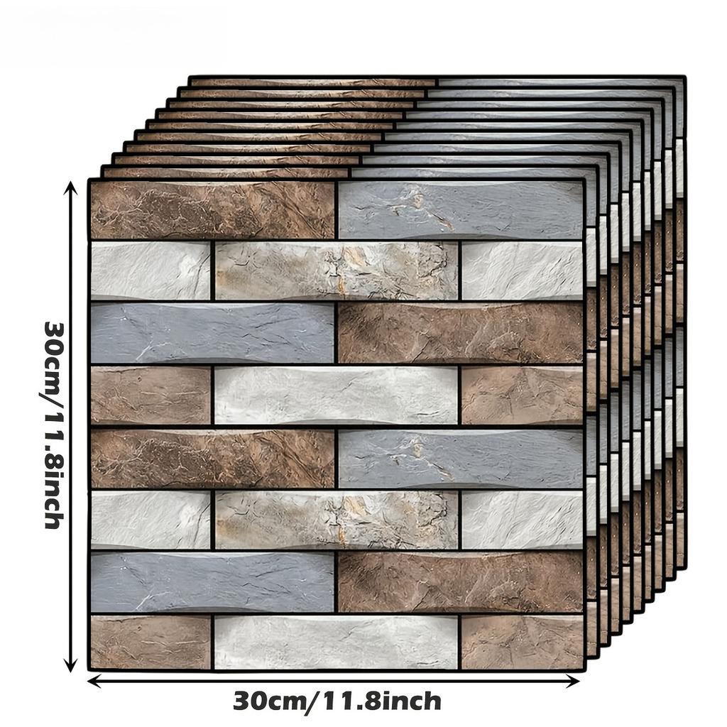 3D Brick Wall Decal-Waterproof Christmas Tile Sticker Home Renovation Bathroom Kitchen Living Room Bedroom Hallway Feature Walls