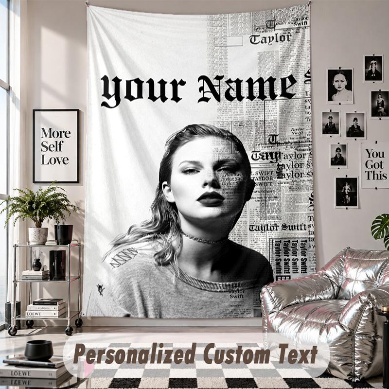 Wall Hanging Tapestry With Custom Name & Text, Taylor Swift Decorative Tapestry For Bedroom