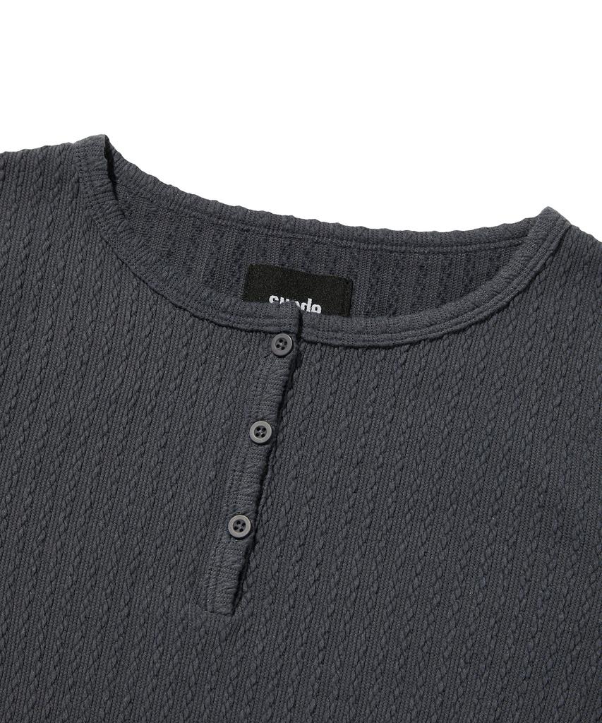 Seuweideu Cable Henley Neck [Charcoal Gray]