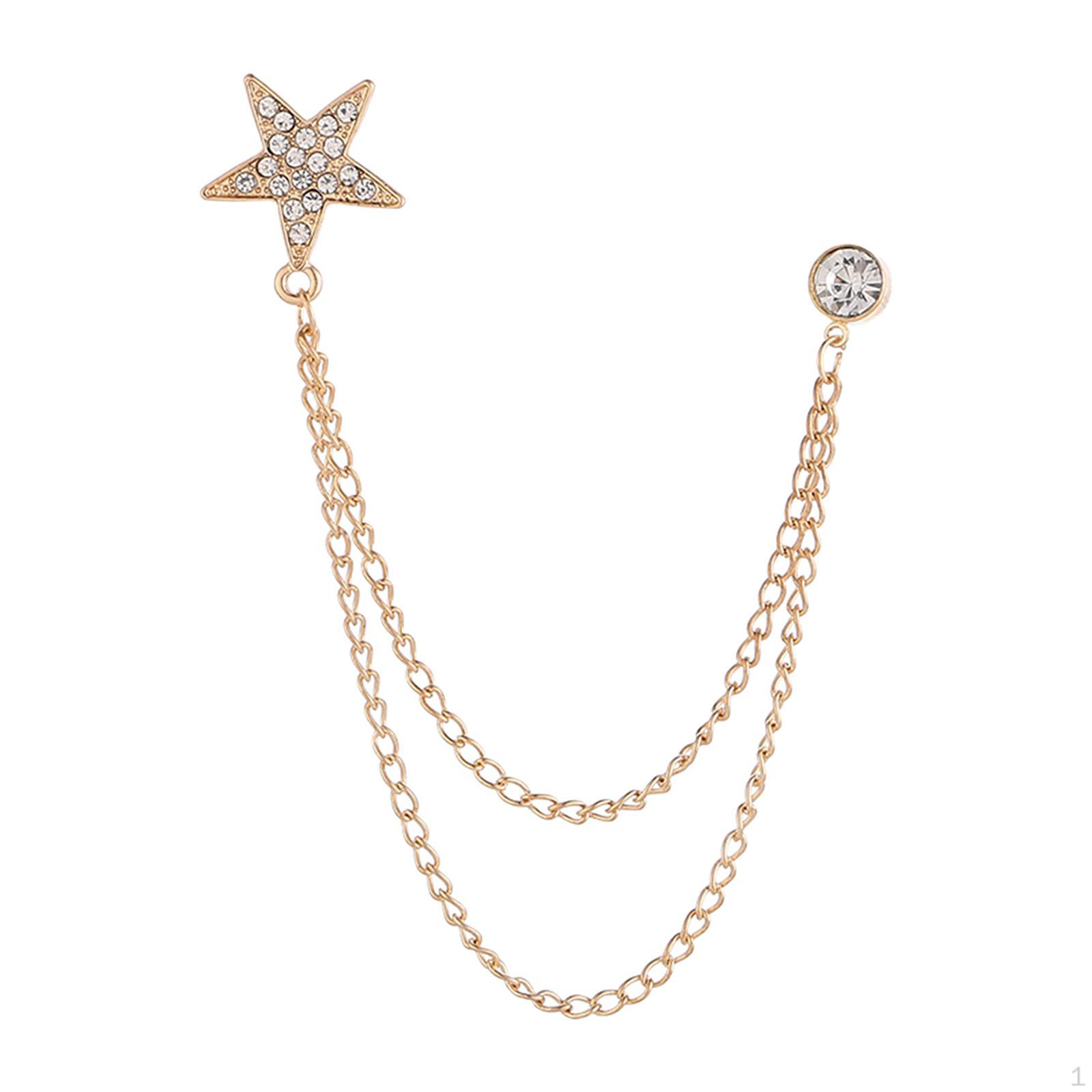 

Elegant Men s Suit Pin with Dangling Chains золотистий