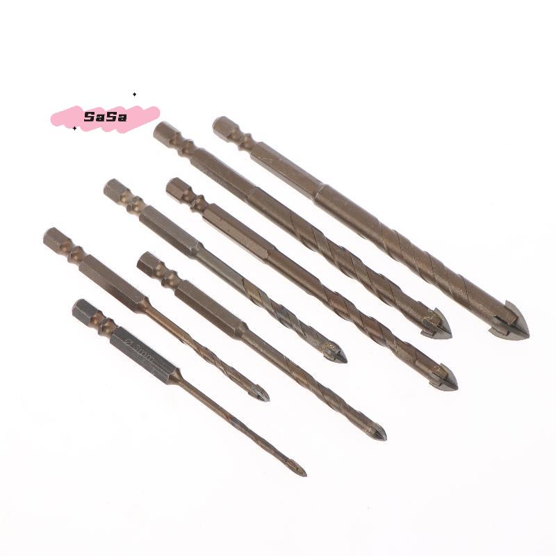 1Pc 3-12mm Hex Masonry Drill Bits Steel Metal Cross Drill Four-flute Bits For Glass Cement Ceramic Concrete Wood Plastic
