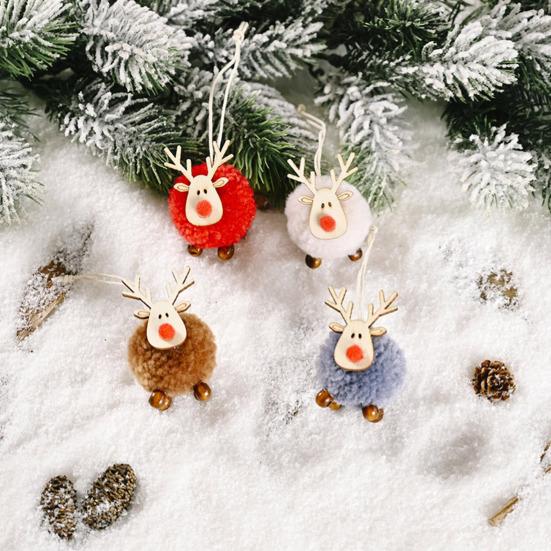 2Pcs/Set Felt Fawn Pendant Plush Doll Lovely Easy-cleaning Colorful Christmas Tree Elk Stuffed Toy for Gift
