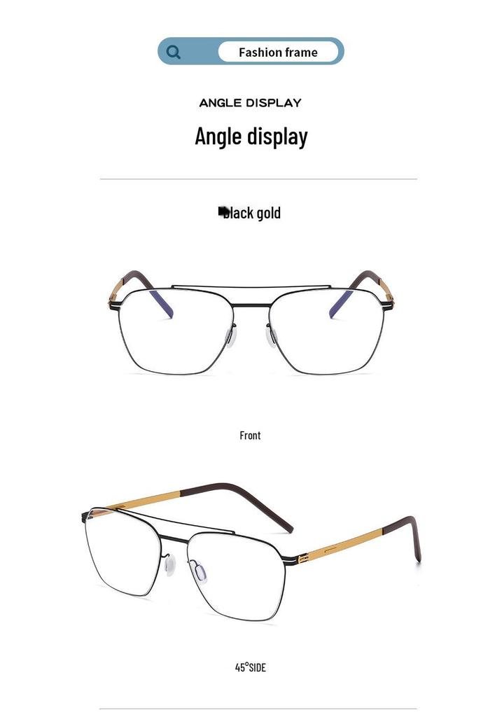 Autumn Aviator-Style Screwless Glasses: High Prescription, Fashionable Retro Frame for Women and Men