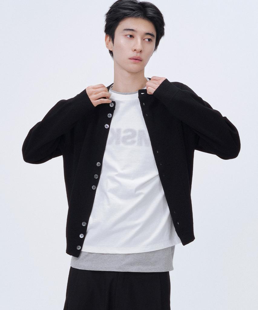 Misekiseoul Men Dual Knit Cardigan Black