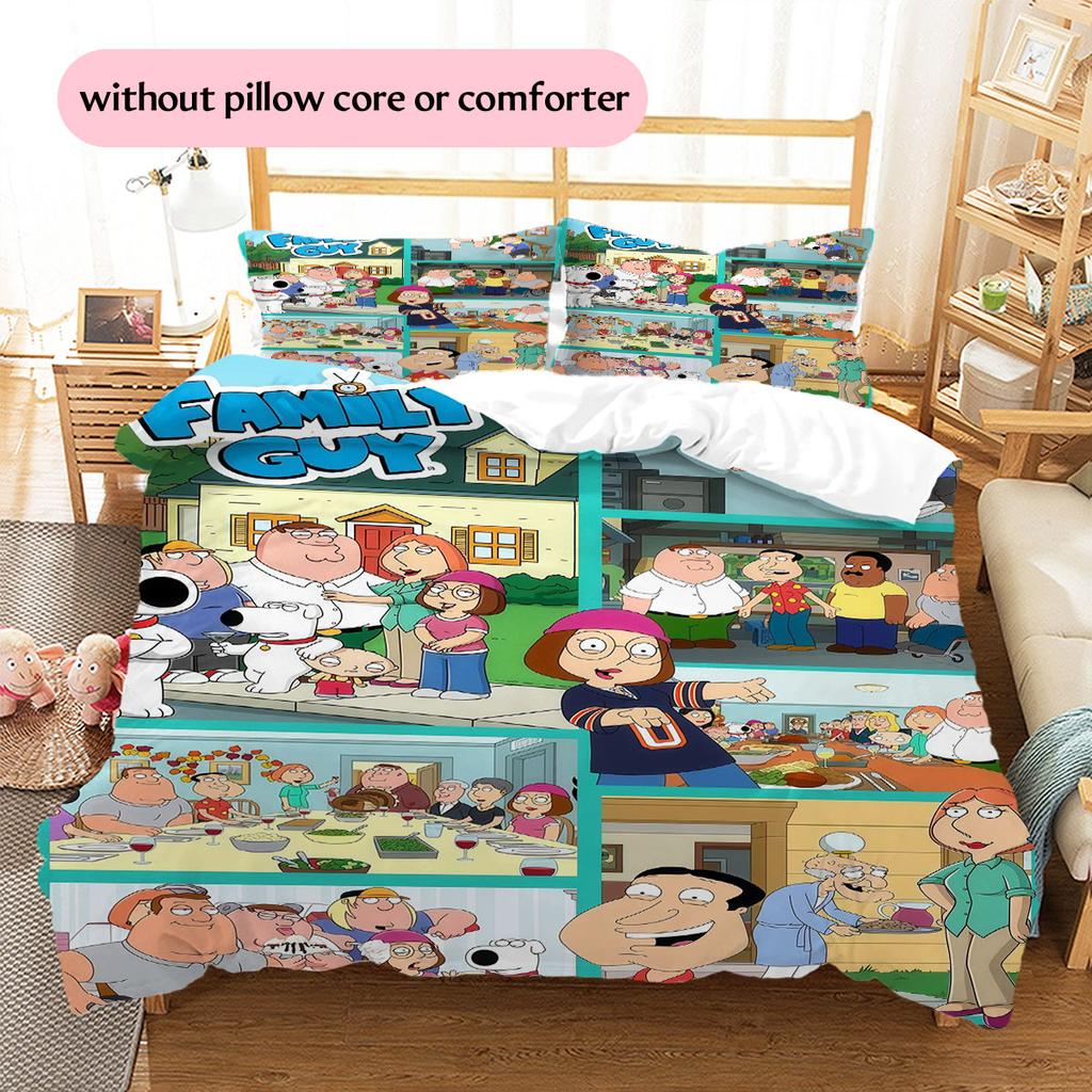 Family Guy Pattern Bedding Home Decoration Birthday Gift ( 1 Duvet Cover + 2 Pillowcase, Without Core),fan Merchandise.