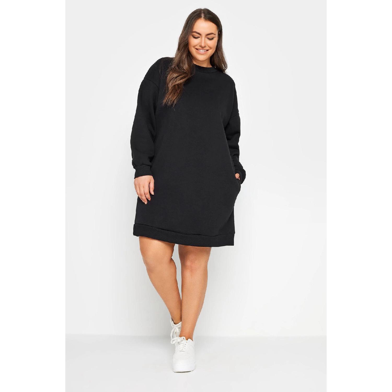 

Large Size Bicycle Collar Long Sleeve Short Sweat Dress 126443 46 чорний